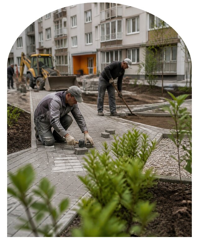 Благоустройство двора многоквартирного дома в Серпухове